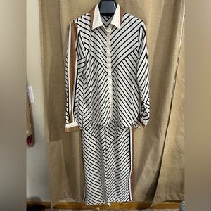 Modern Works Striped Button Down Shirt and Pants Set